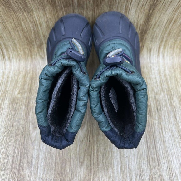 Sorel Snow Club Winter Snow Boot Green Nylon Rubber Waterproof Boys Youth Size 7 - Picture 6 of 9